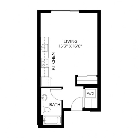 Floor plan for studio, 1 bath, 462 sqft